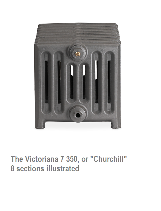 Victoriana 350 7 Column Cast Iron Radiator - 11 Section, 350 x 718mm